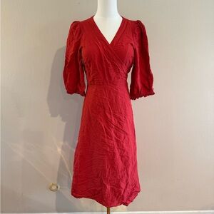 Madewell Linen Blend Wrap Dress